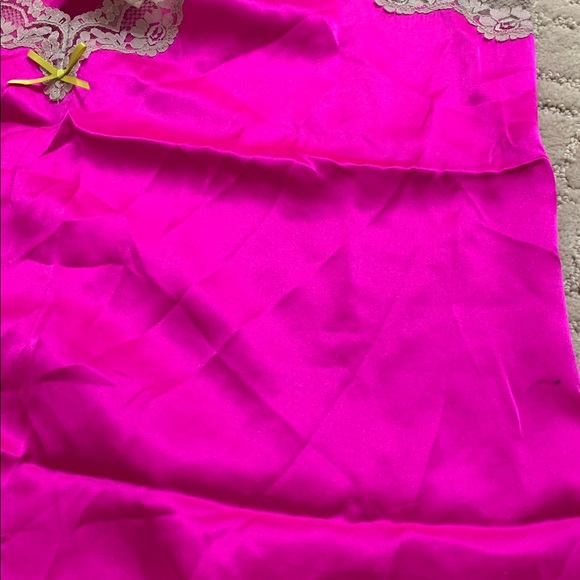 Y2K kate spade Hot Pink Chemise with Beige Lace Large - Picture 10 of 11